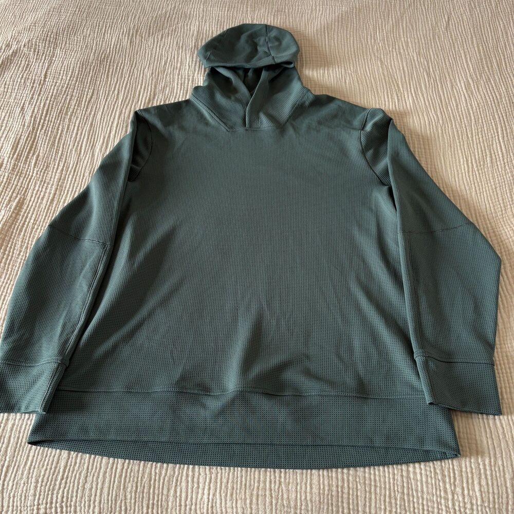 LULULEMON Shift Stitch Green Workout Lounge Waffle Knit Hoodie Mens Size Large